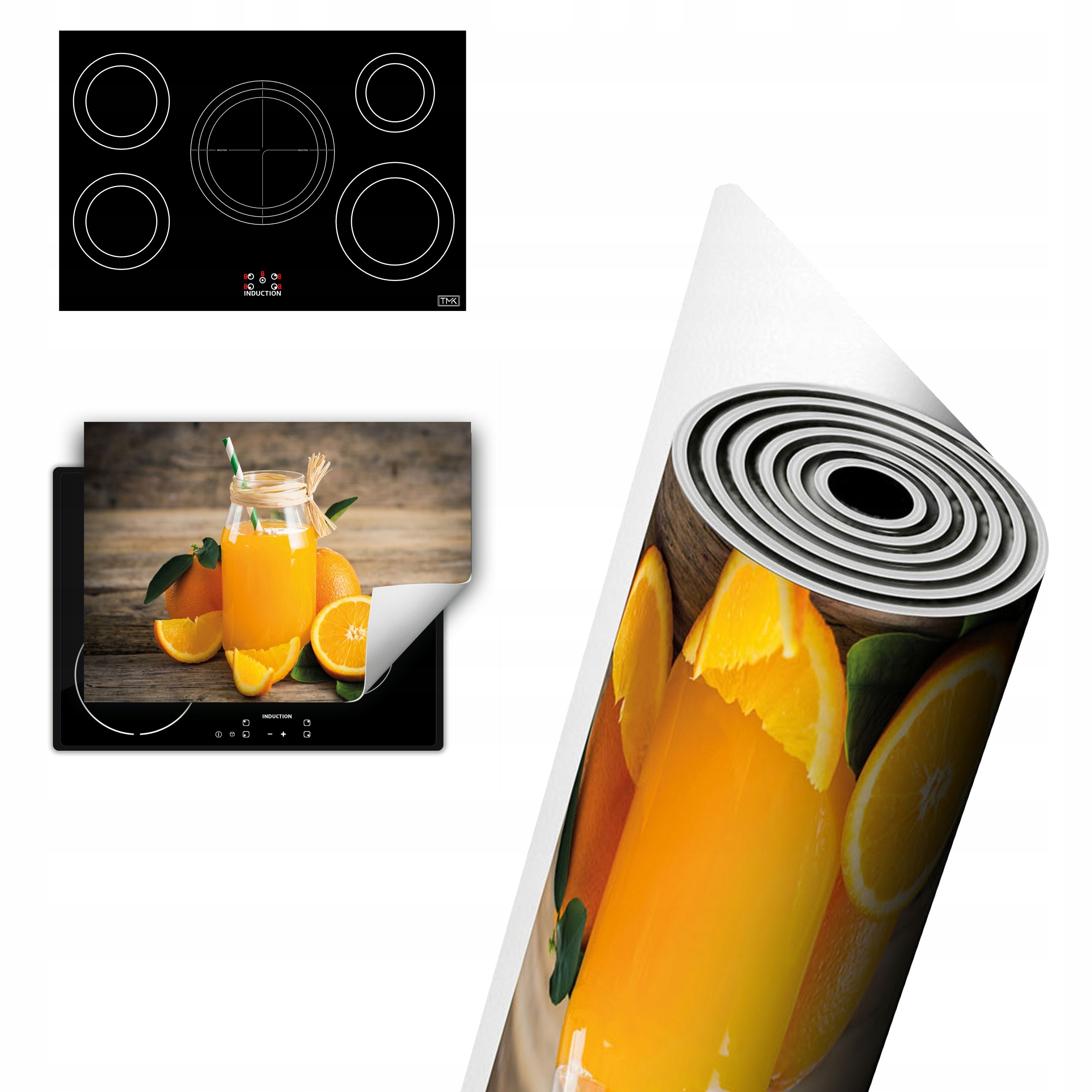 Vinylová Ochranná Deska Na Indukci 80x52 oranžová dřevo