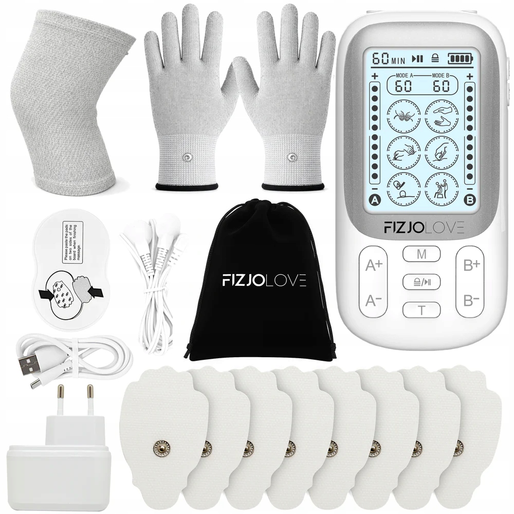 Elektrostymulator Mięśni Tens Ems Masaż Stymulacja Fizjolove Zestaw XXL