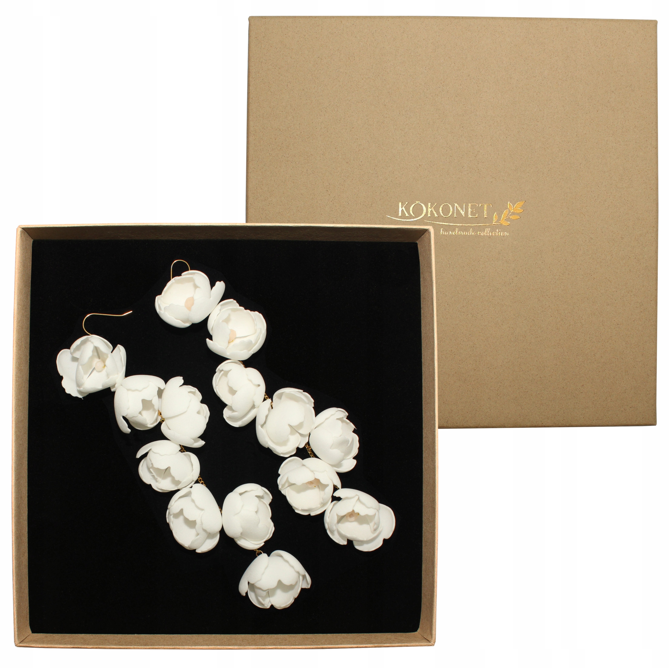 Náušnice pivoňky Křišťály Svatební květiny ručně vyráběné