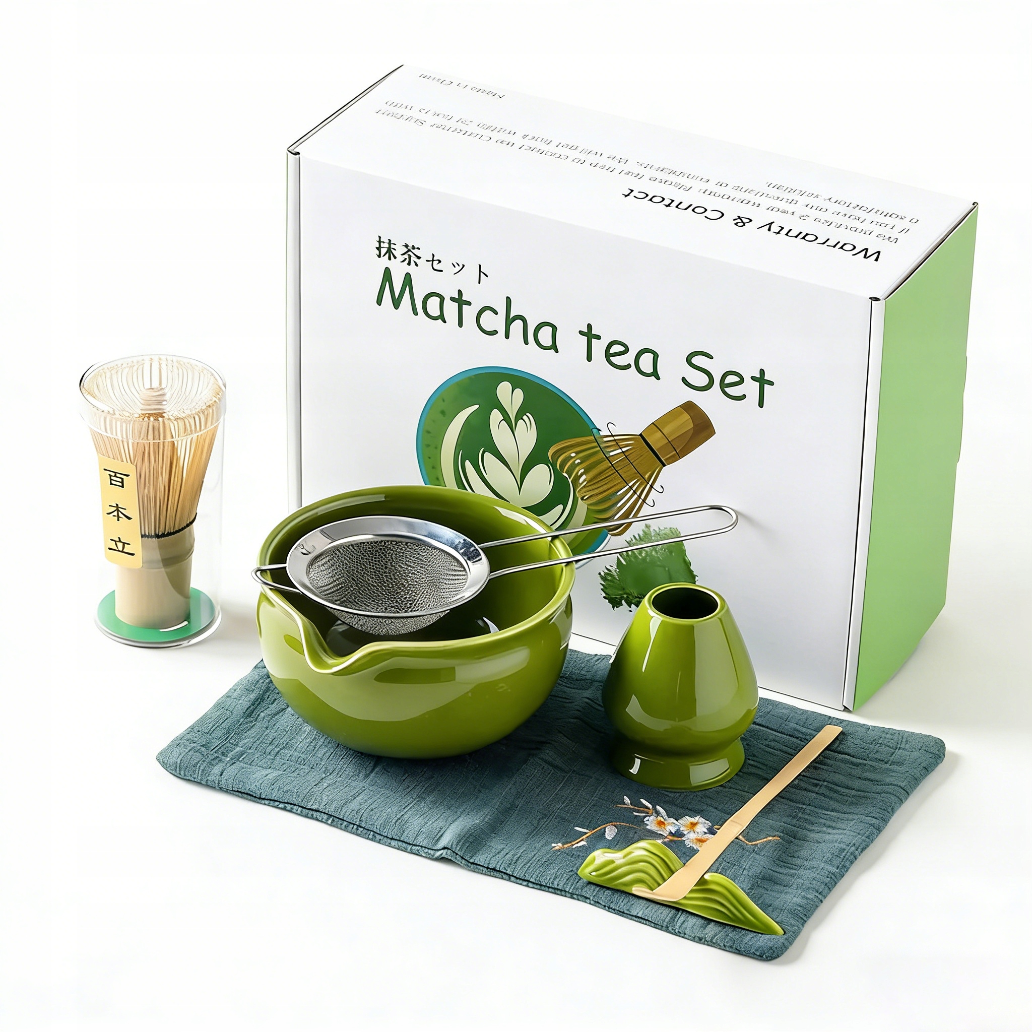 Bamboo Matcha Chashaku Čajová Sada 7 Kusů Zelená