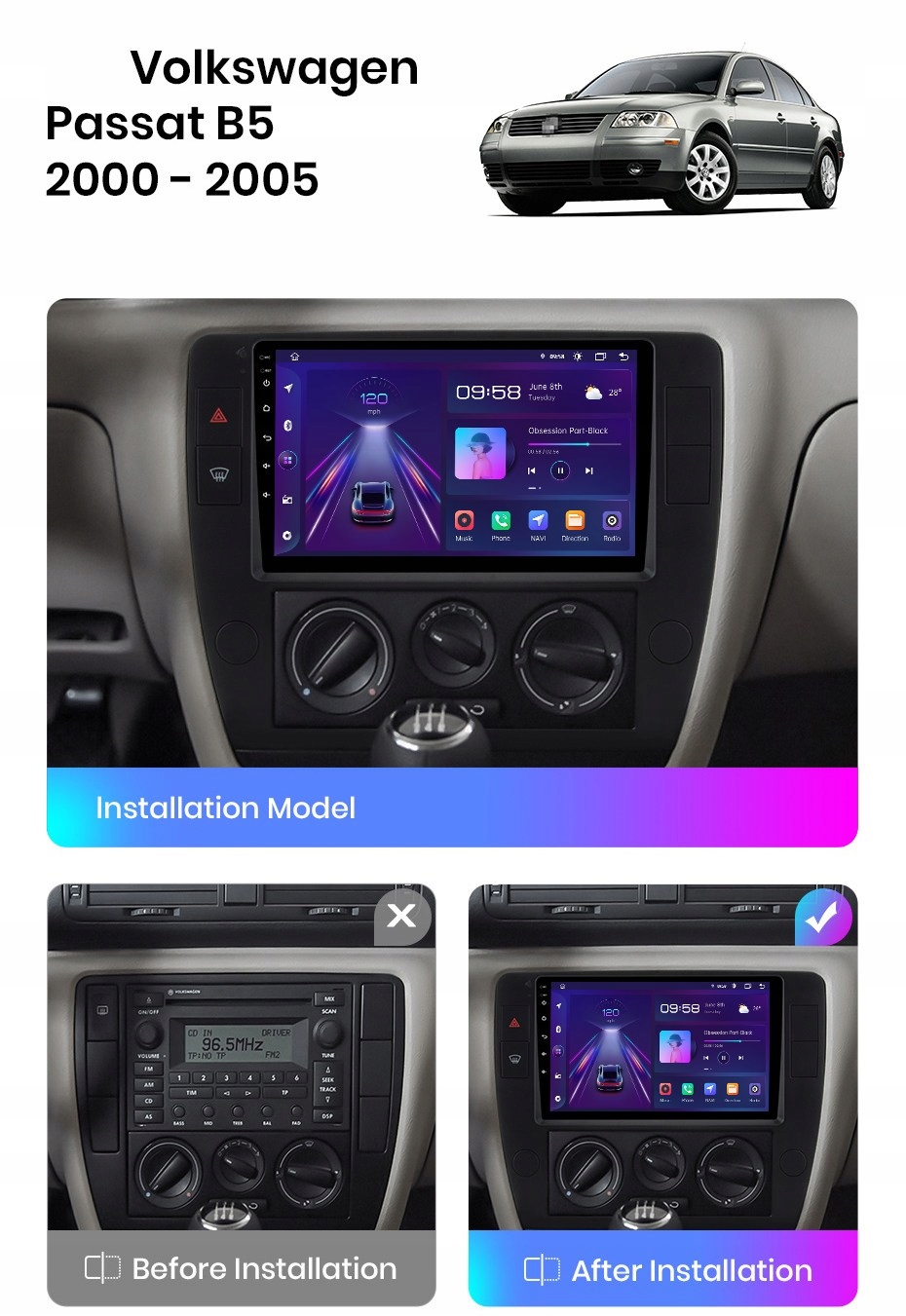 Radio ANDROID VW PASSAT B5 1/16Gb GPS WiFi Model 144