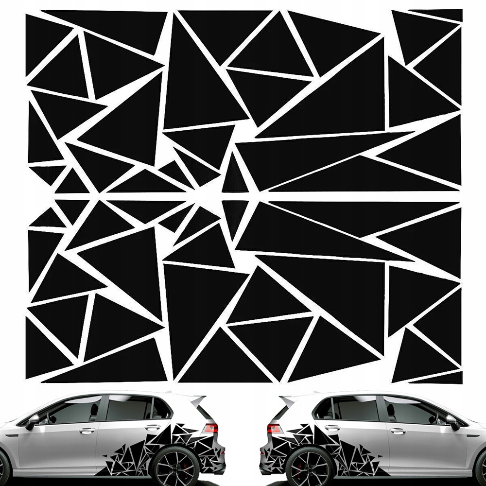 2el Naklejki Na Auto Motyw Czarny Trójkąty Kształty 60x200cm