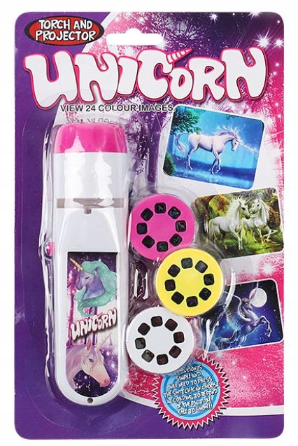 

Latarka projektor Unicorn 24slajdy 2w1 Jednorożce