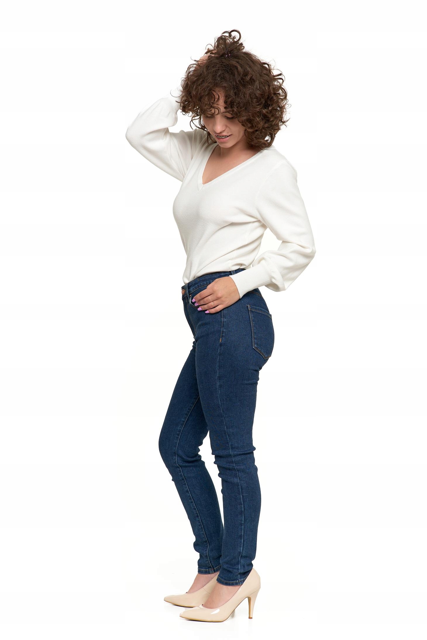 Spodnie Jeansowe Damskie Jeansy Skinny Wysoki Stan Wygodne MORAJ r. 44 Model OSD5000-002