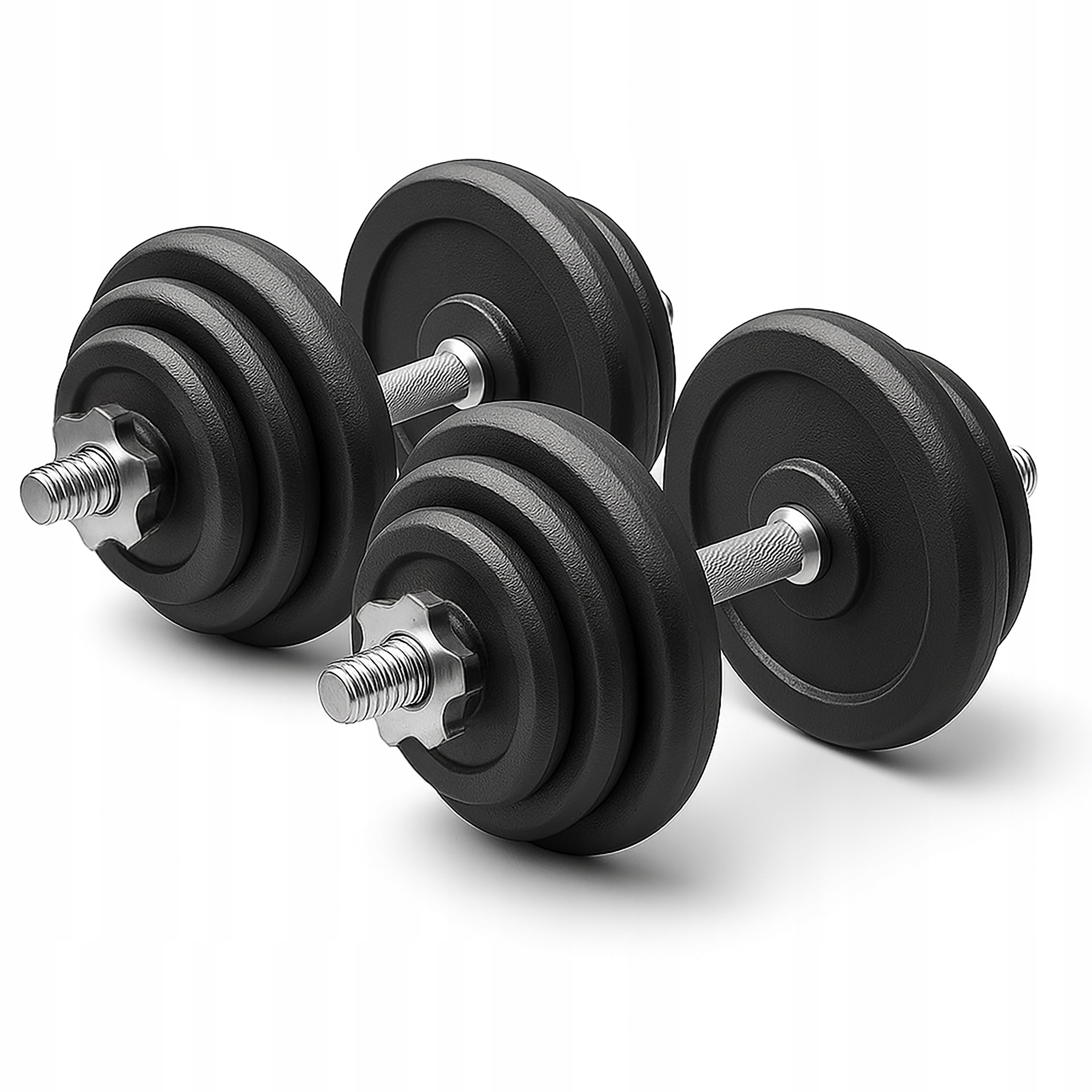 Hantle Żeliwne 2x20 kg gryf Talerze zestaw 40kg