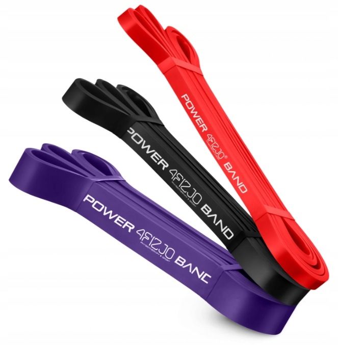 Zestaw 3 gum do ćwiczeń Power Band 4FIZJO Długie 6-26kg
