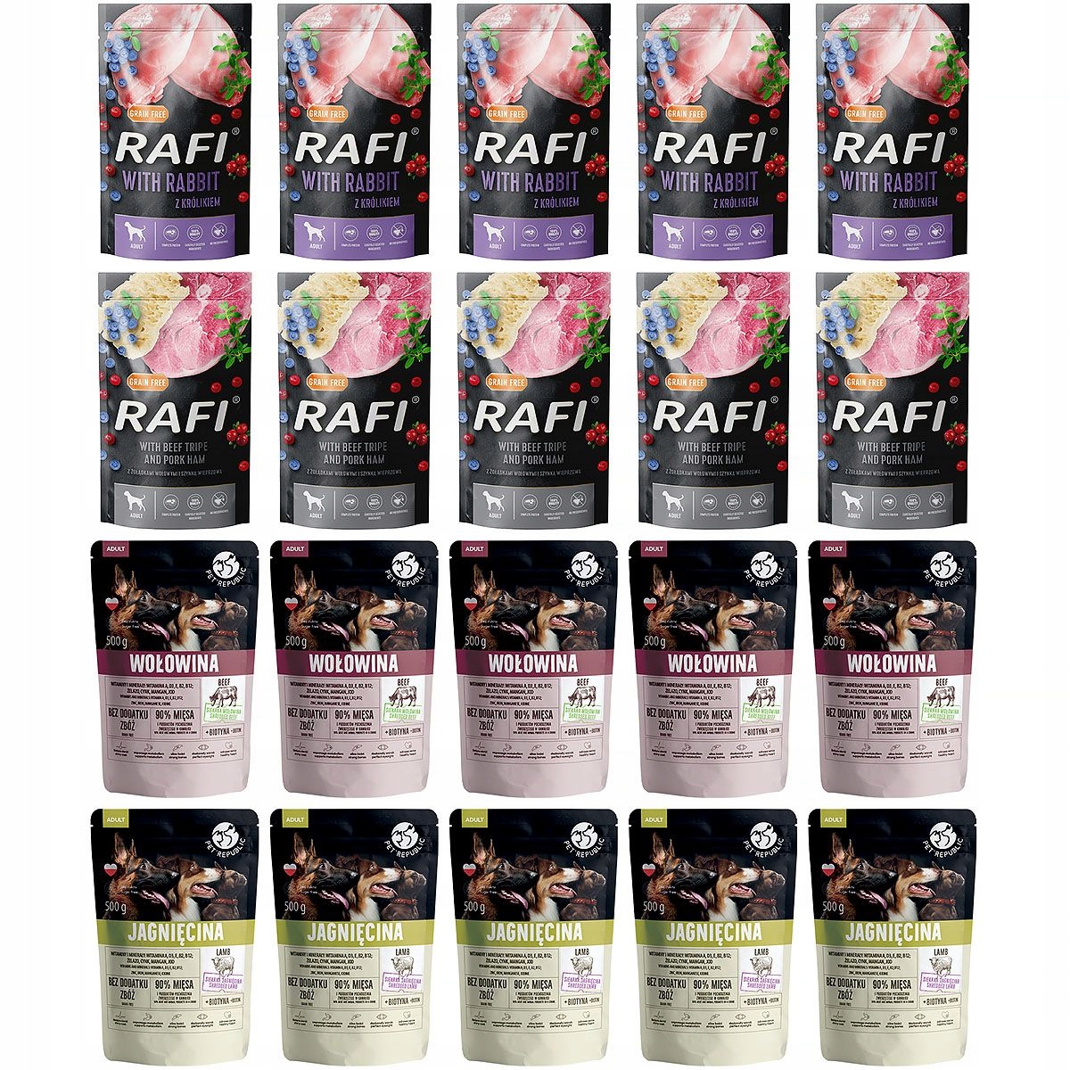 Levně Rafi PetRepublic krmivo pro psy v sáčcích 20 x 500 g, dobré krmivo