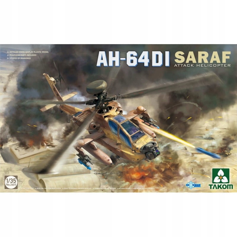 Takom 2605 AH-64 DI Saraf útočná helikoptéra 1/35 Air Hobby plastová sada Novinka