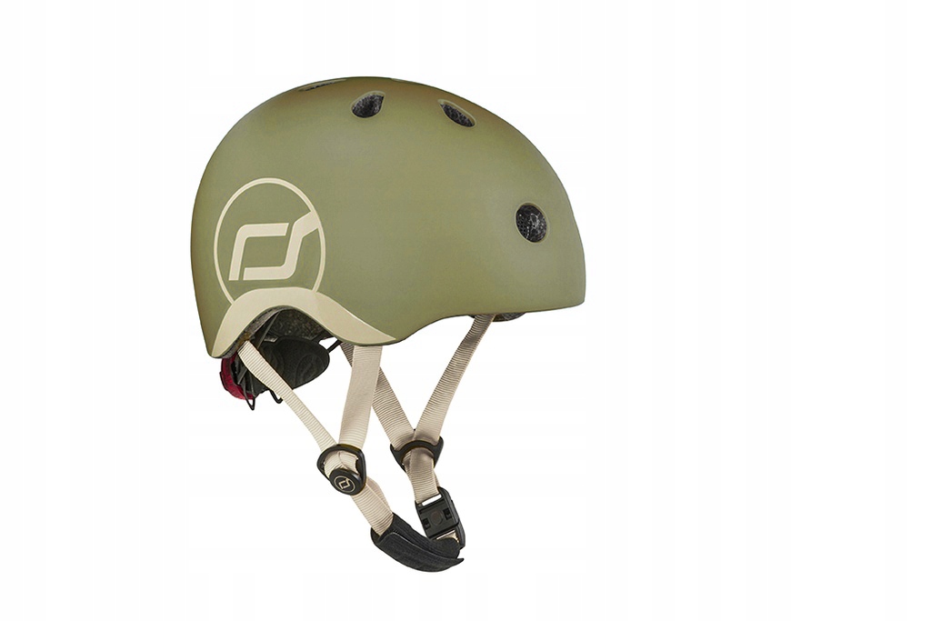 Scoot And Ride Kask Xxs-s Olive dla dzieci regulacja 45-50cm rowerowy Led