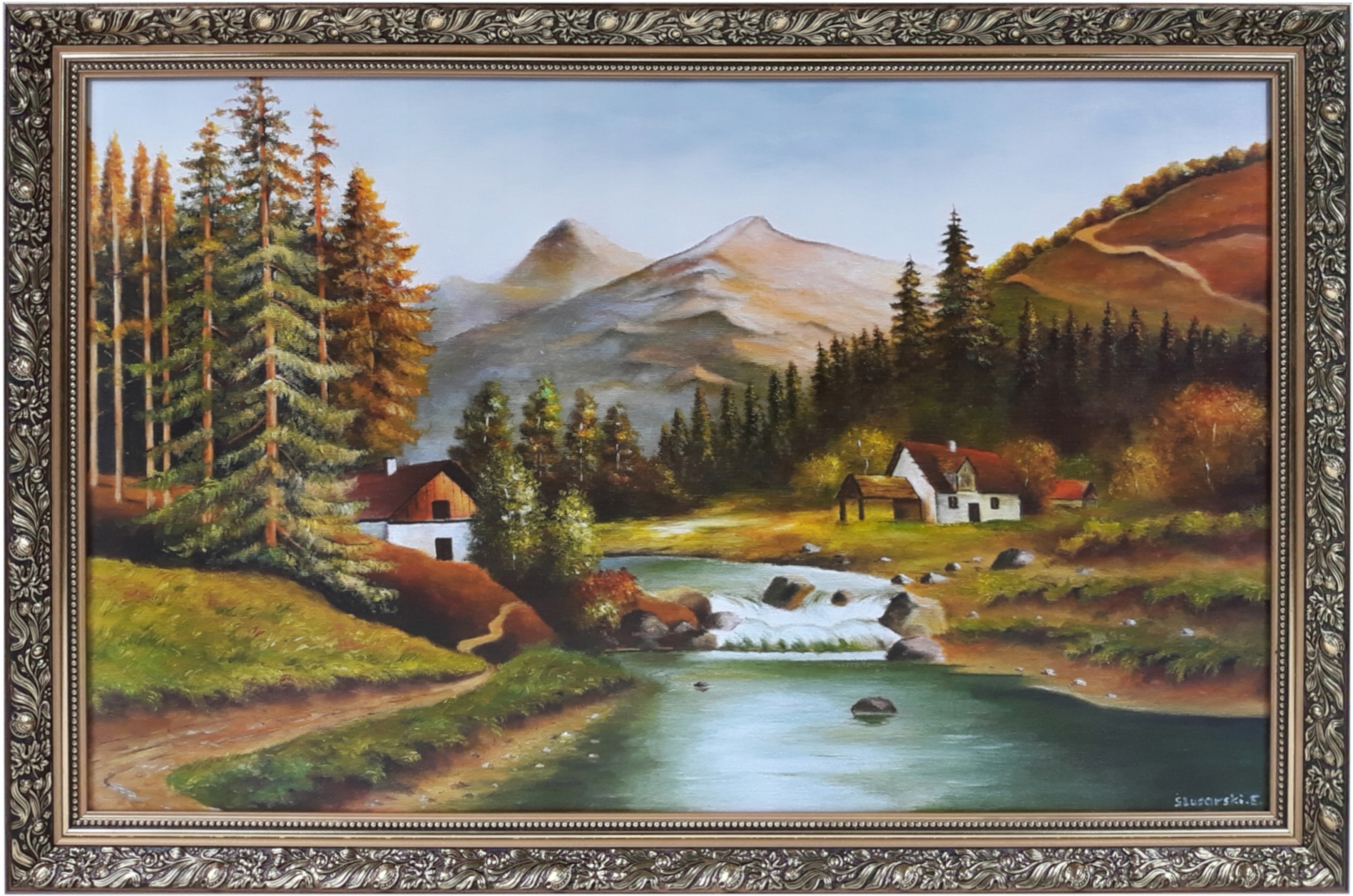 

Obraz 70x110 Widok Krajobraz Zdobiona Złota Rama