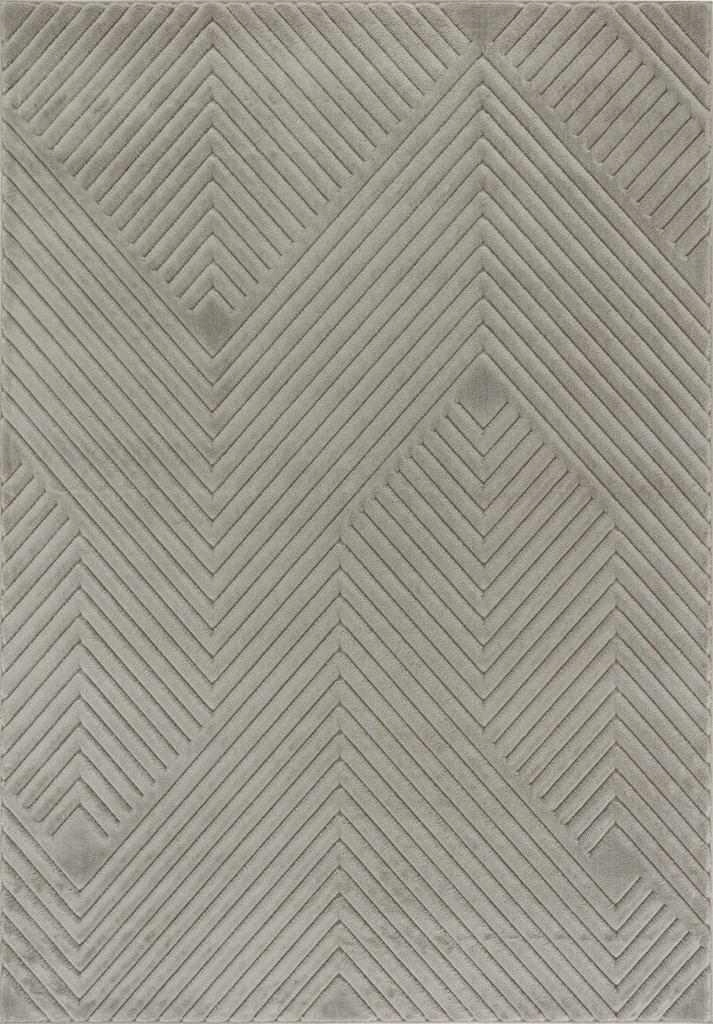 Šedý koberec do obývačky, moderný vyrezávaný vzor s jedľou, 120 x 160 cm