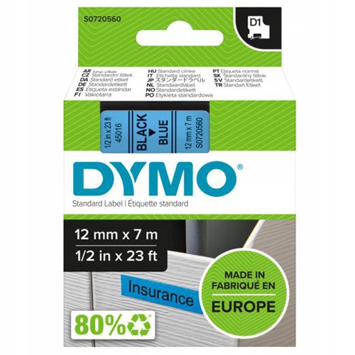 Taśma DYMO D1 45016 12mm niebieski/czarny oryginał