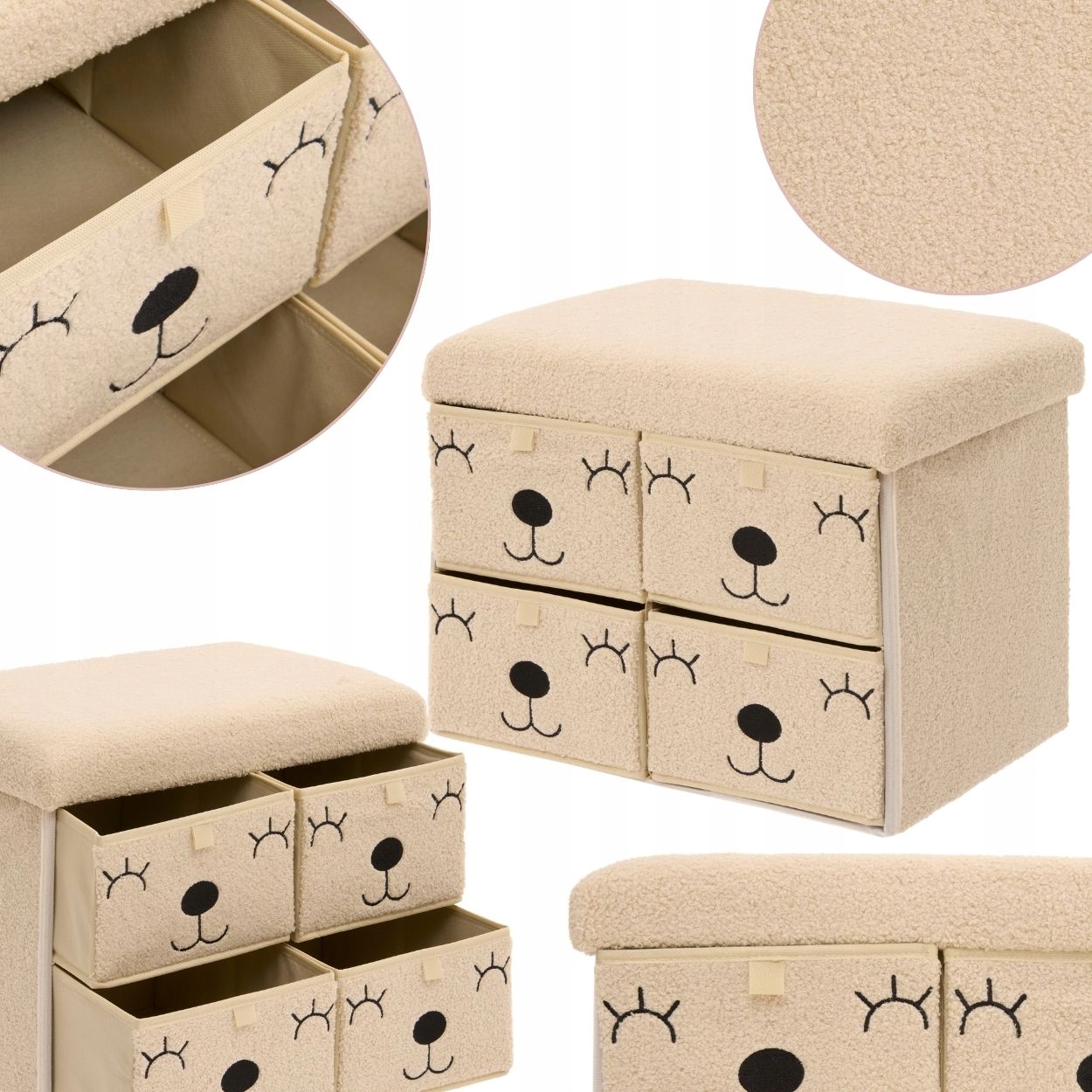 Taburet s úložným prostorem pro děti Organizer 2v1 roztomilá