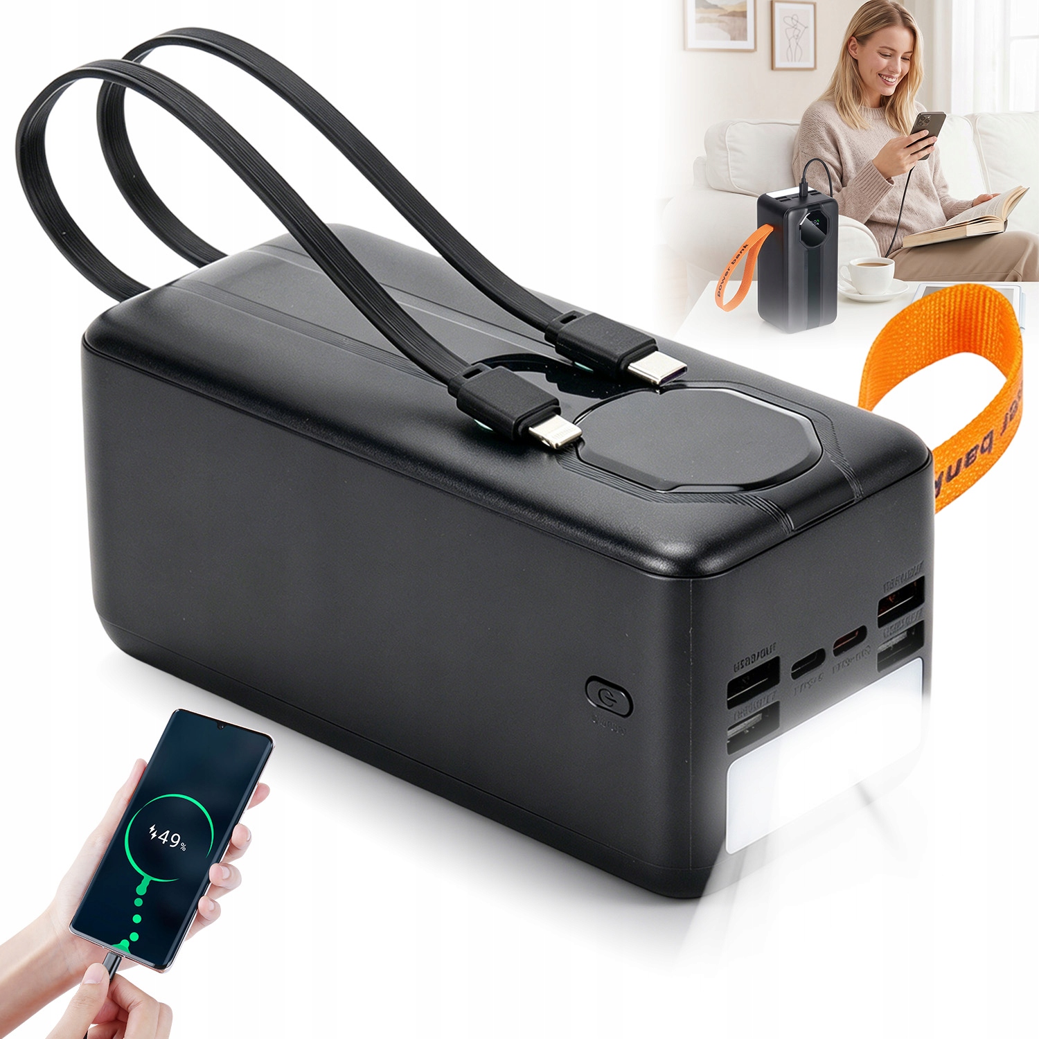 Powerbank 80000MAH typu C Usb-a Qc 22,5 W Pd 20 W Do Telefonu Komórkowego