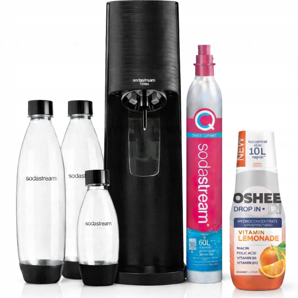 Saturátor na perlivú vodu SodaStream Terra čierny 3 fľaše plyn Sirup