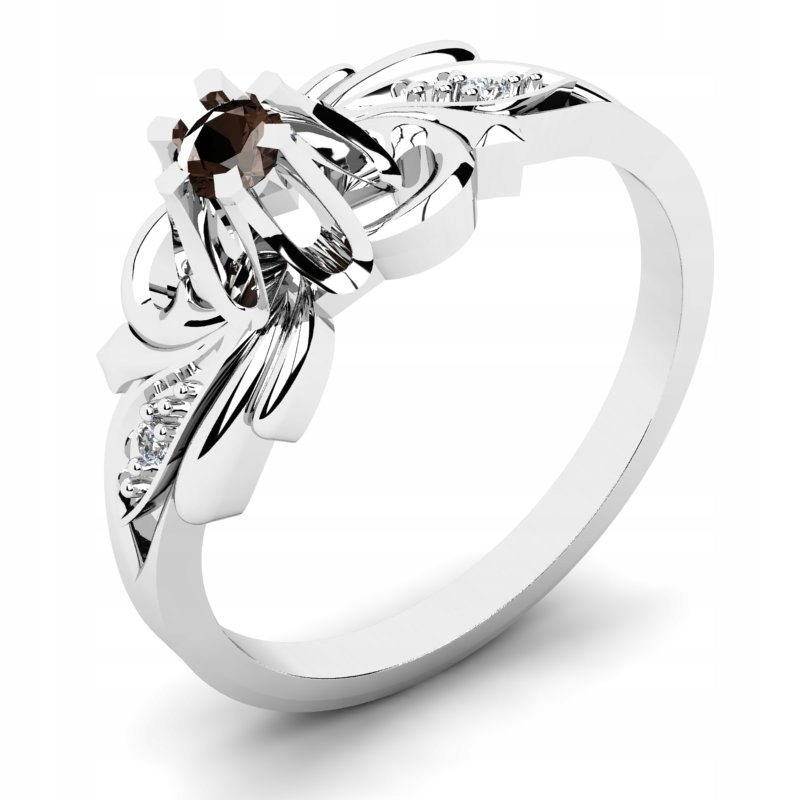 

Pierścionek Z Białego Złota Z Kwarcem I Brylantami