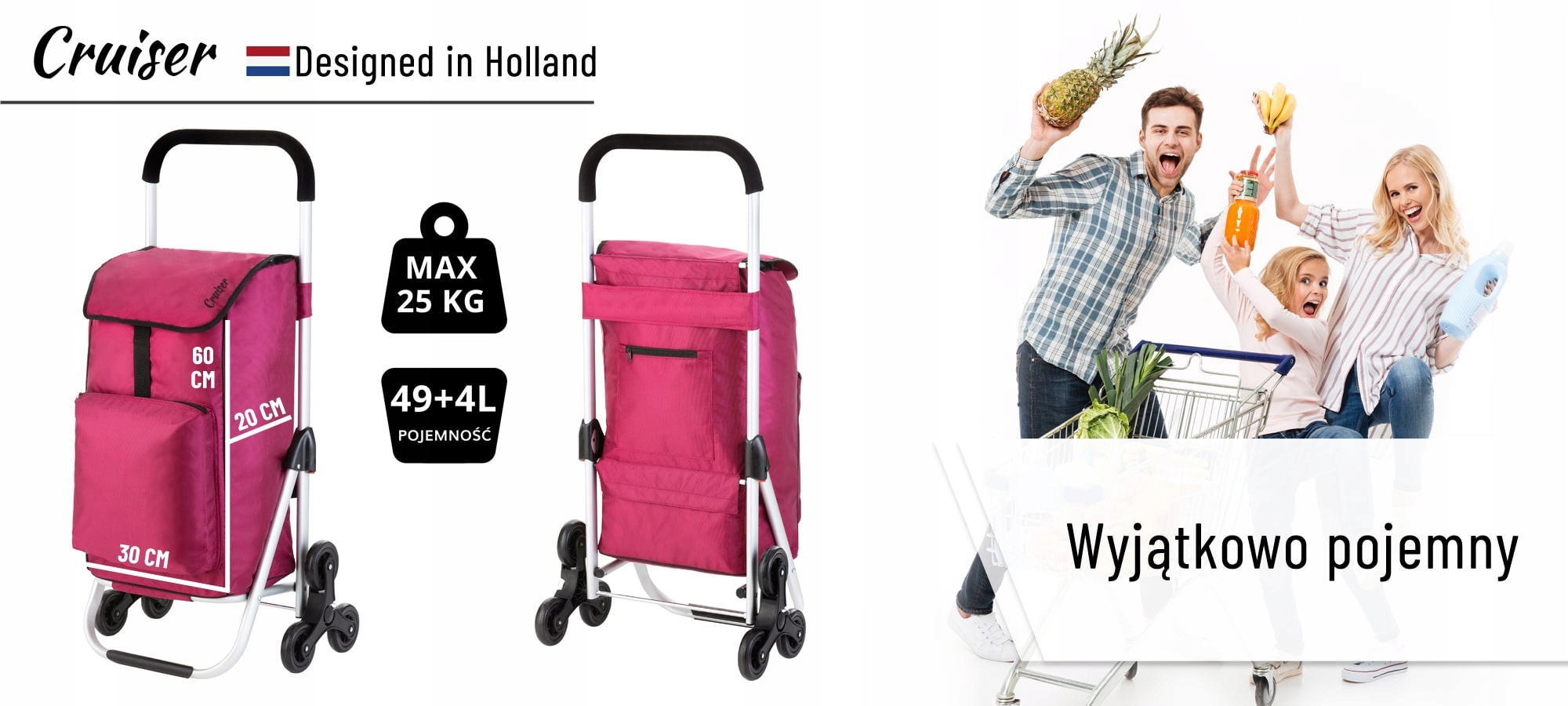 Cruiser torba wózek na zakupy poliester bez wzoru