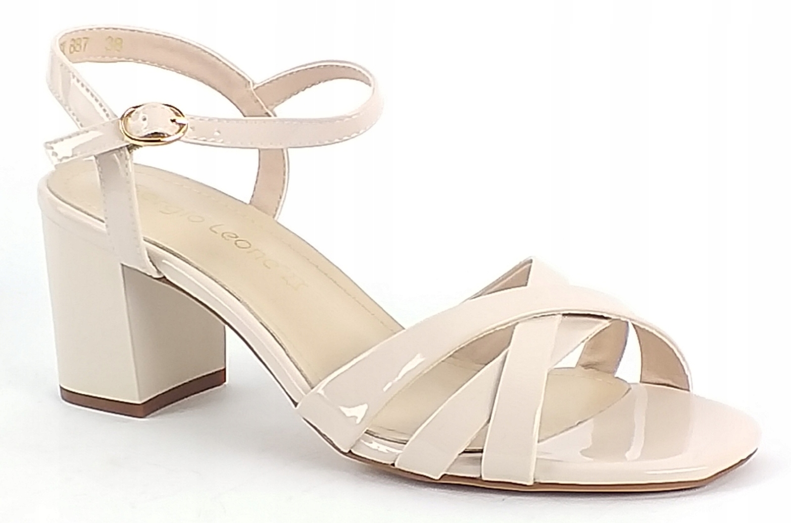 Sandály Sergio Leone Sk 887 Béžové Dámské Sloupek Obuv Nude Lak 40