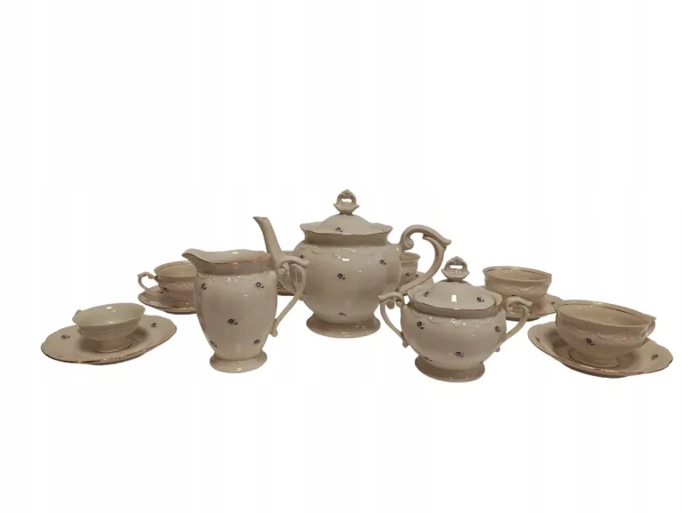PIĘKNY SERWIS KAWOWY TUŁOWICE – FASON OPAL – VINTAGE PRL – PORCELANA