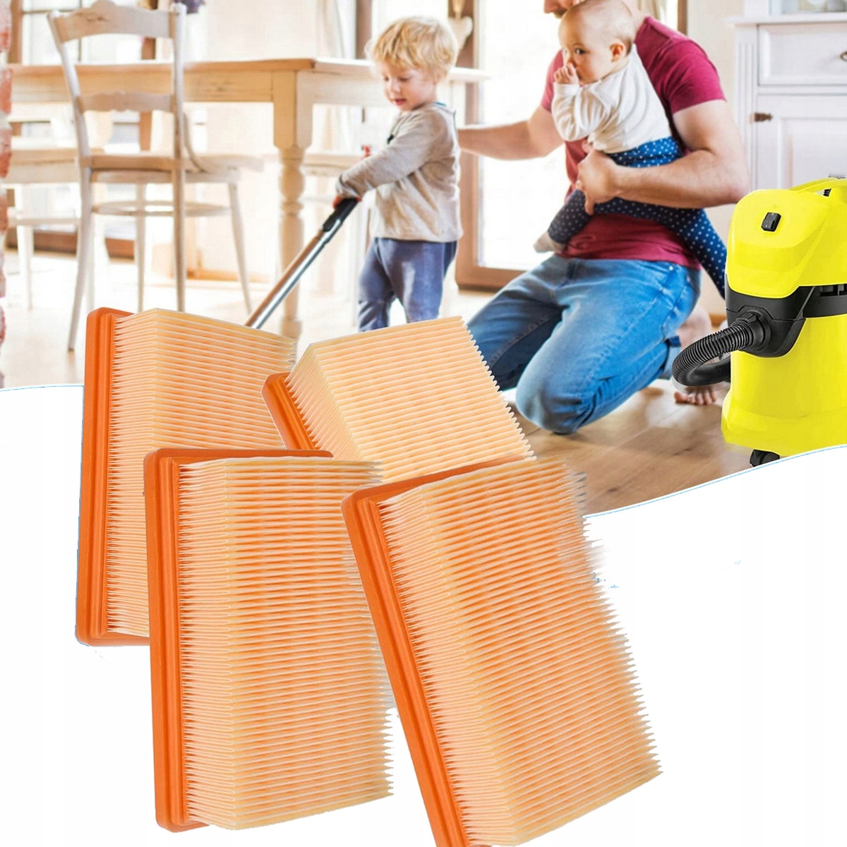 4X Wielofunkcyjny Filtr Do Karcher WD4 WD5 WD6 Premium MV4 MV5 MV6 Nowy