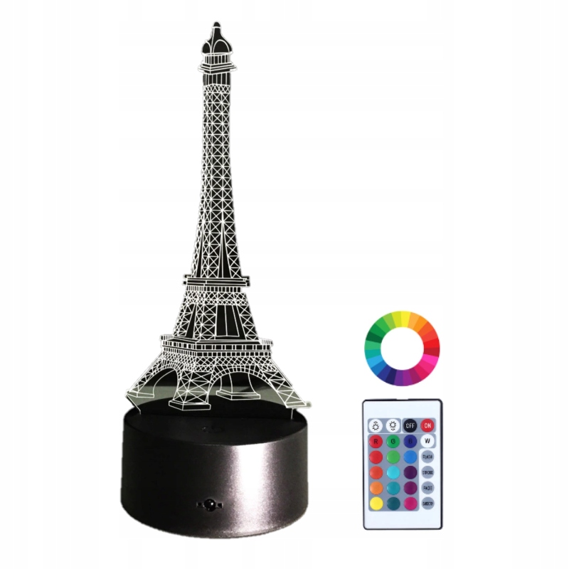 

Lampka Nocna Paryż Wieża Eiffla 3D Led Grawer Imię