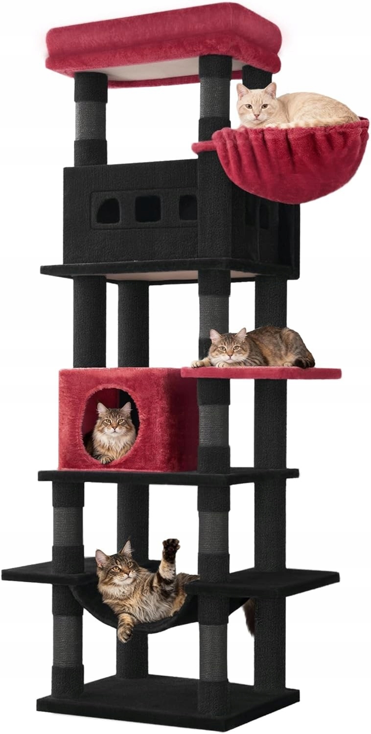 Levně Škrabadlo Pro Kočky Sloupek na škrábání Závěsná Hračka Domeček Pro Kočky Černý