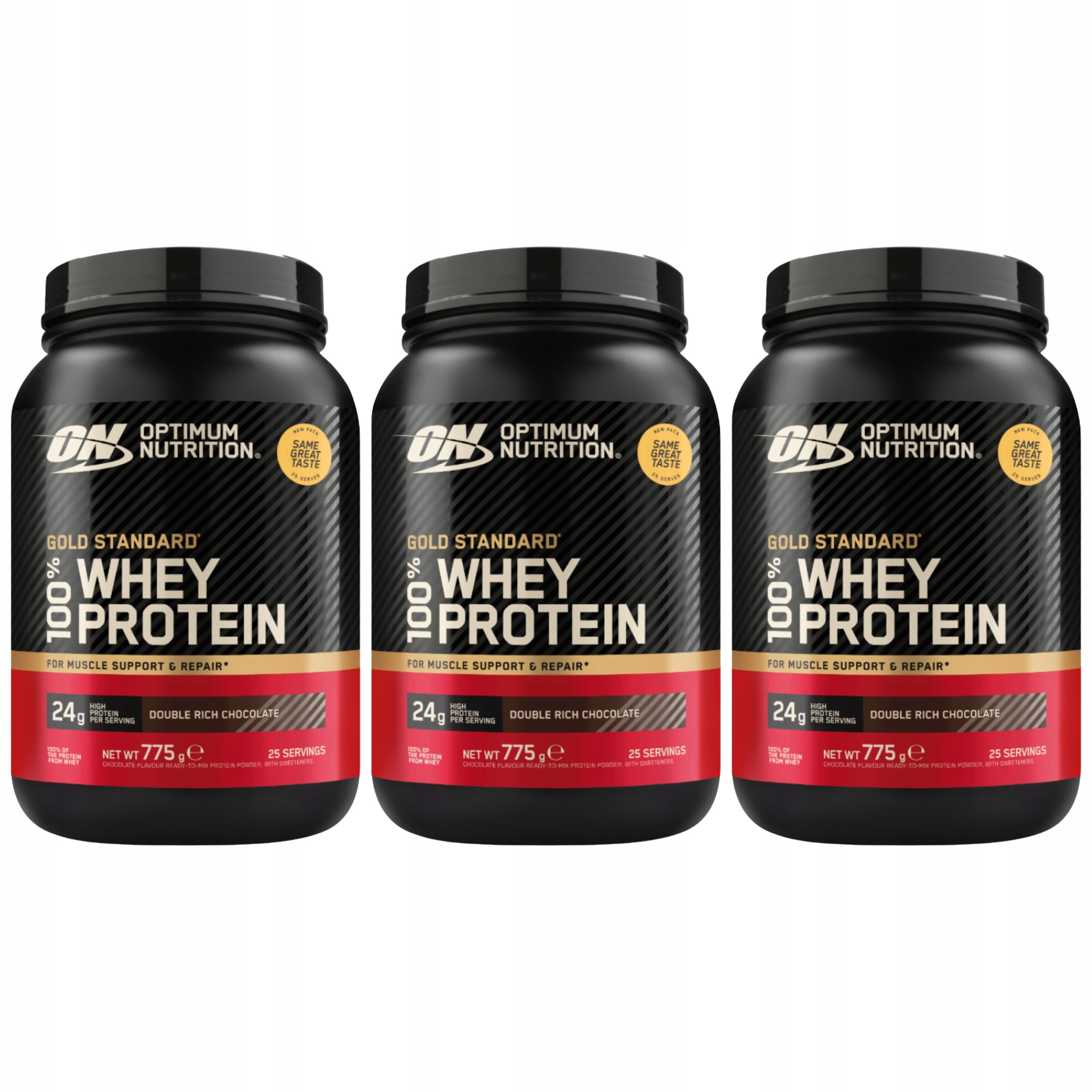 3x Optimum Nutrition Gold Standard Whey 775g Bílkoviny Čokoláda Wpc Wpi 25p
