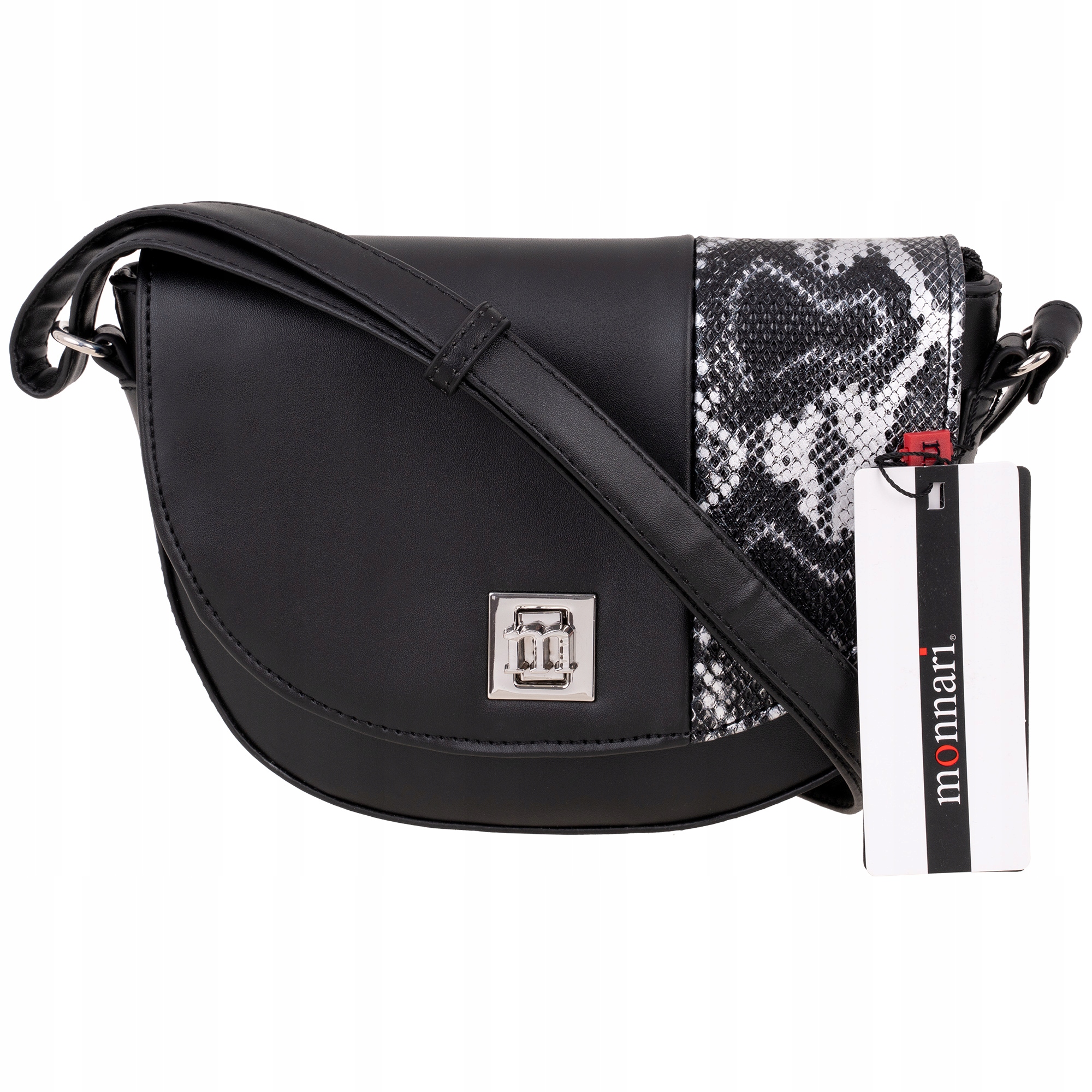 TOREBKA DAMSKA LISTONOSZKA MONNARI WĘŻOWA CZARNA