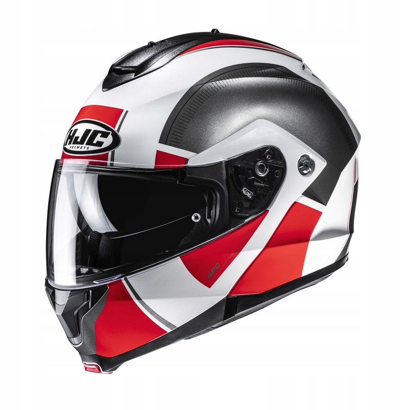 Moto prilba Hjc C91N Jyn Výklopná prilba na motorku biela, červená, XL