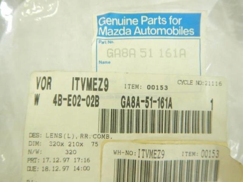 KLOSZ lights left rear part MAZDA 626 91-12 / GA8A51161A