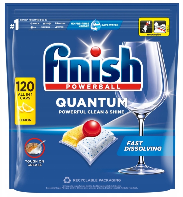Levně Finish Quantum Kapsle do myčky nádobí Lemon 120 ks