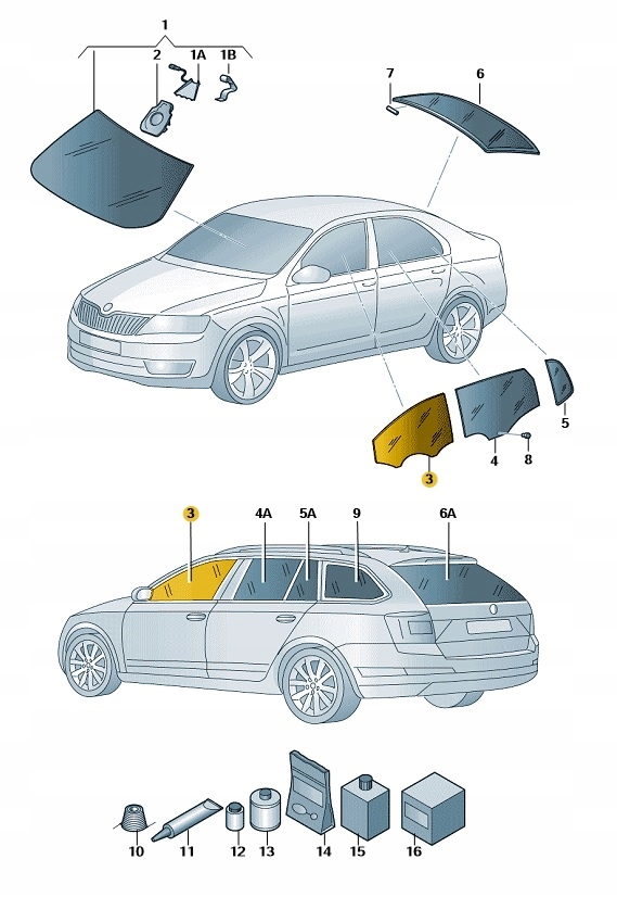 SZYBA DRZWI PRAWY PRZOD SKODA OCTAVIA III ORYG