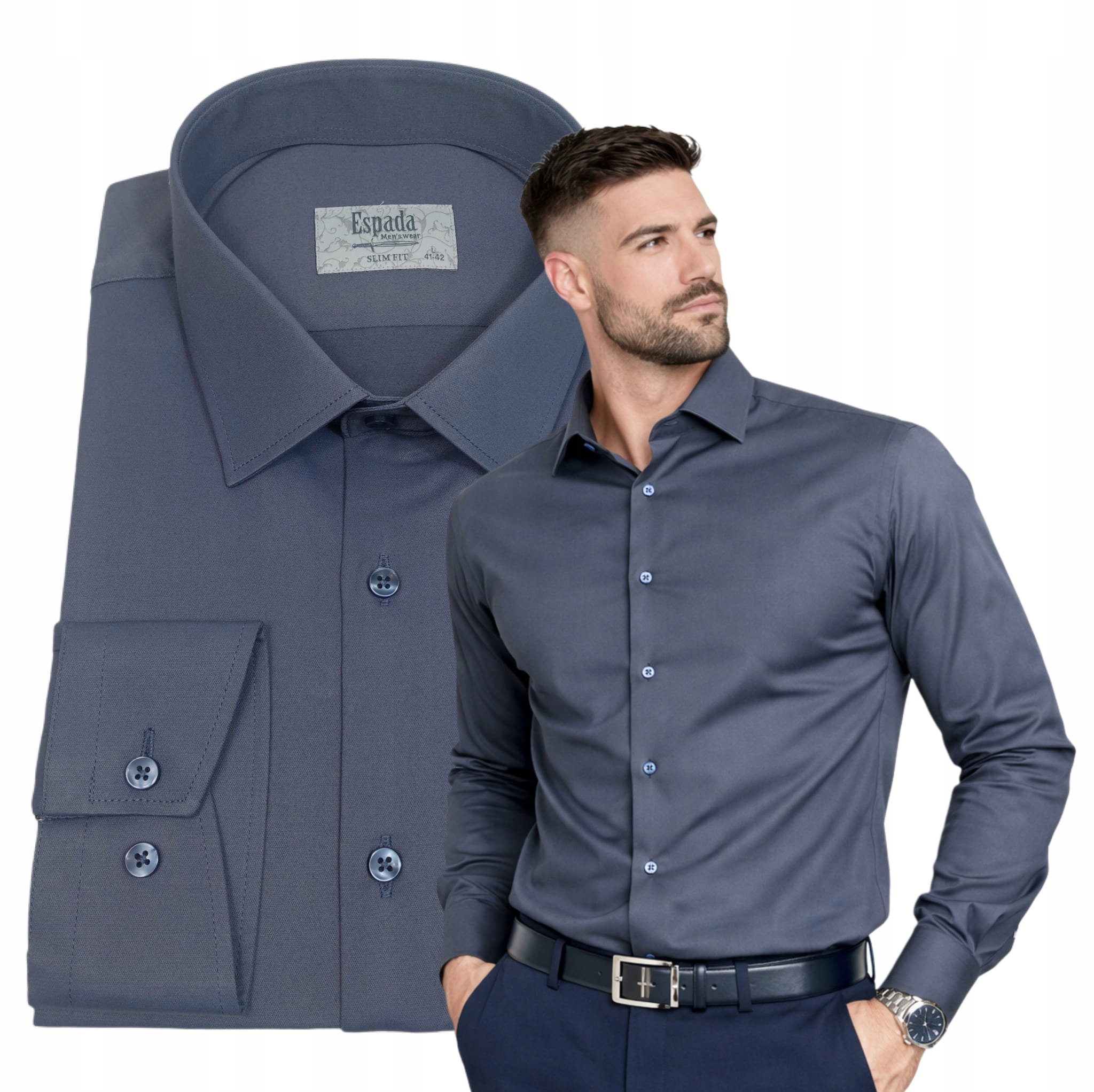 Pánská košile Grafitová bavlněná, elastická Slim vel. XL