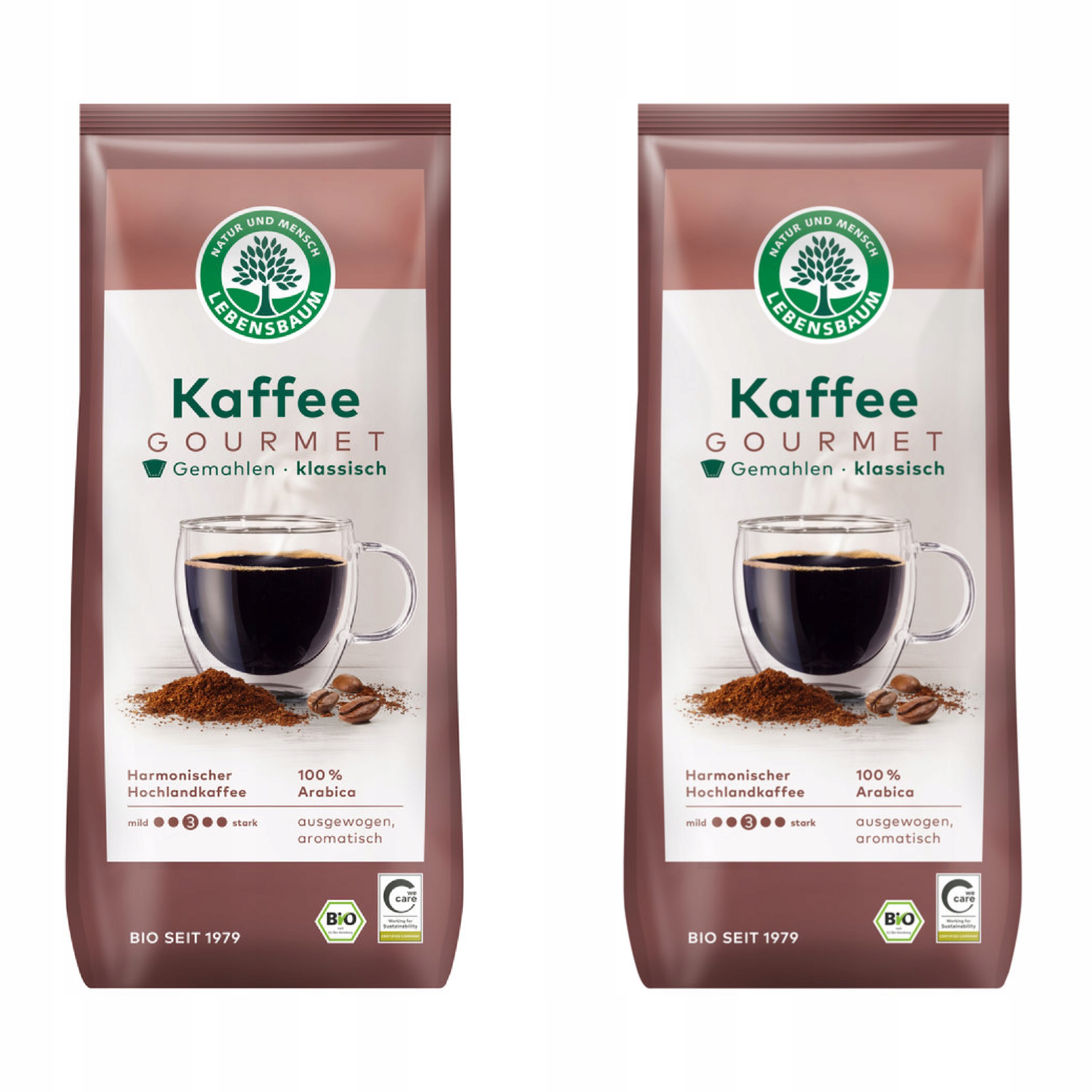 2x Kawa Mielona Arabica 100 % Klasyczna Bio 500 g Lebensbaum