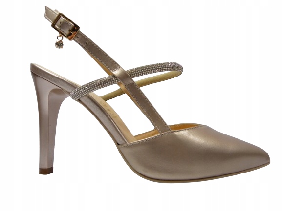 Zlaté dámské kožené sandály s plným předním podpatkem a pleteninou Sala 37