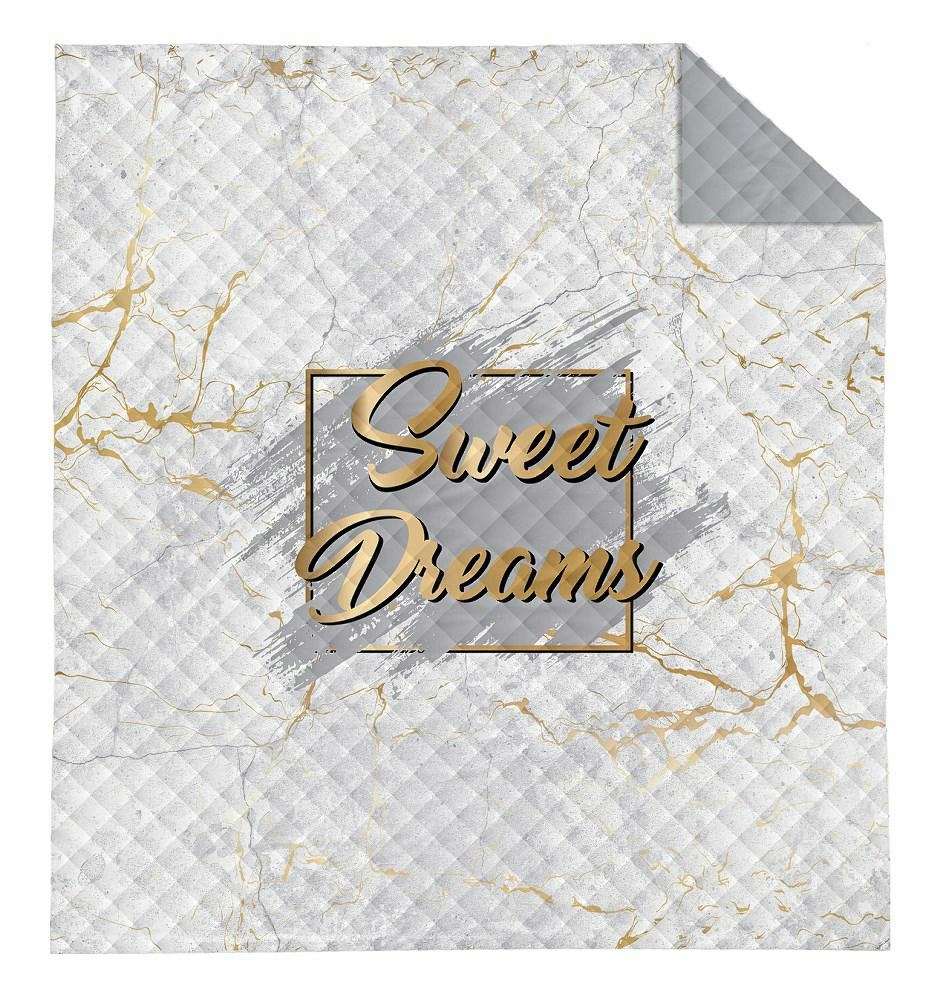 Přehoz 220x240 Sweet Dreams bílý zlatý šedý mramor Bedspread