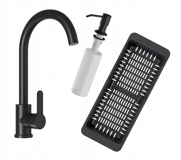 Kuchyňská baterie dávkovač odkapávač sifon Set kuchyňská černá do dřezu