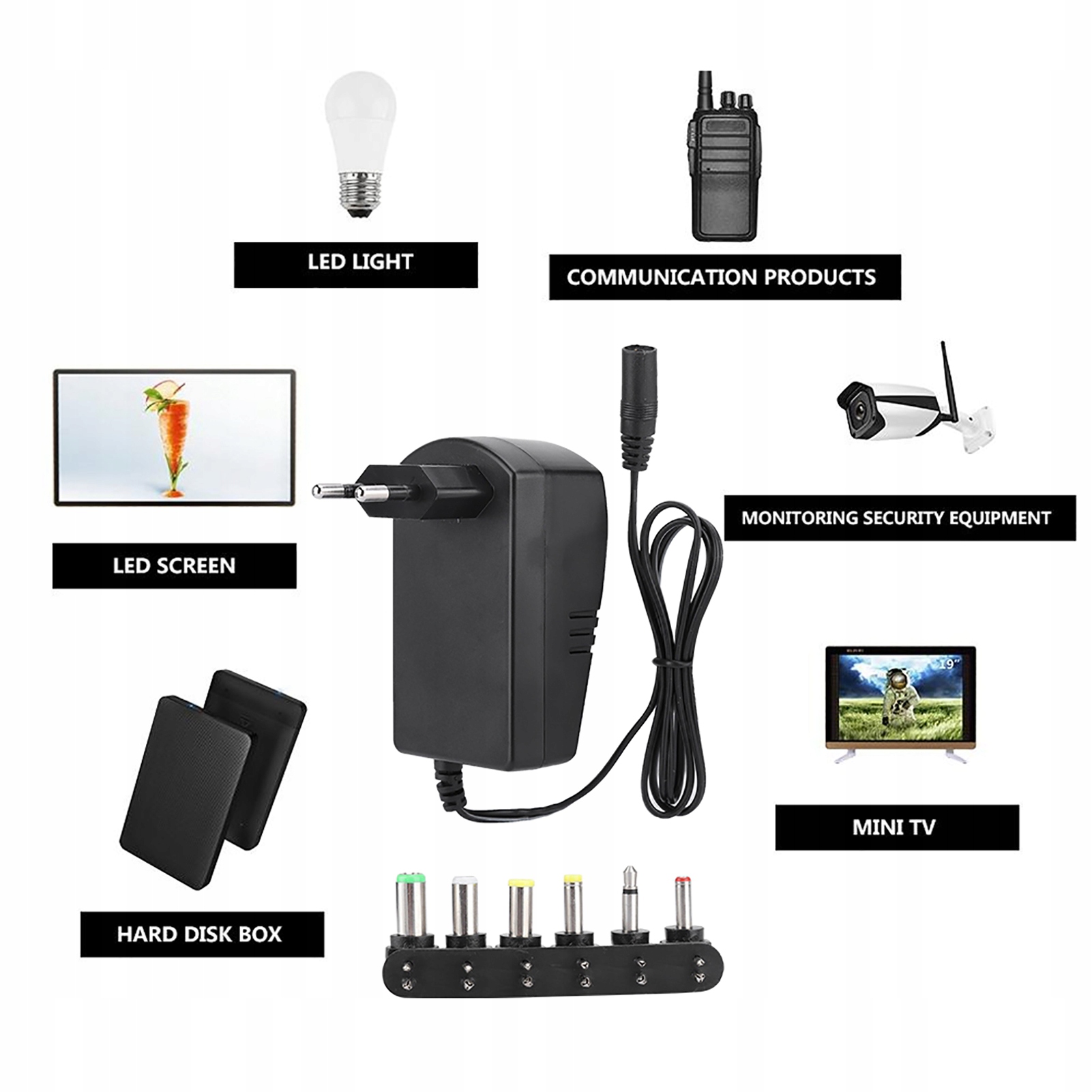 ZASILACZ UNIWERSALNY ŁADOWARKA 3-12V DC 6 WTYK