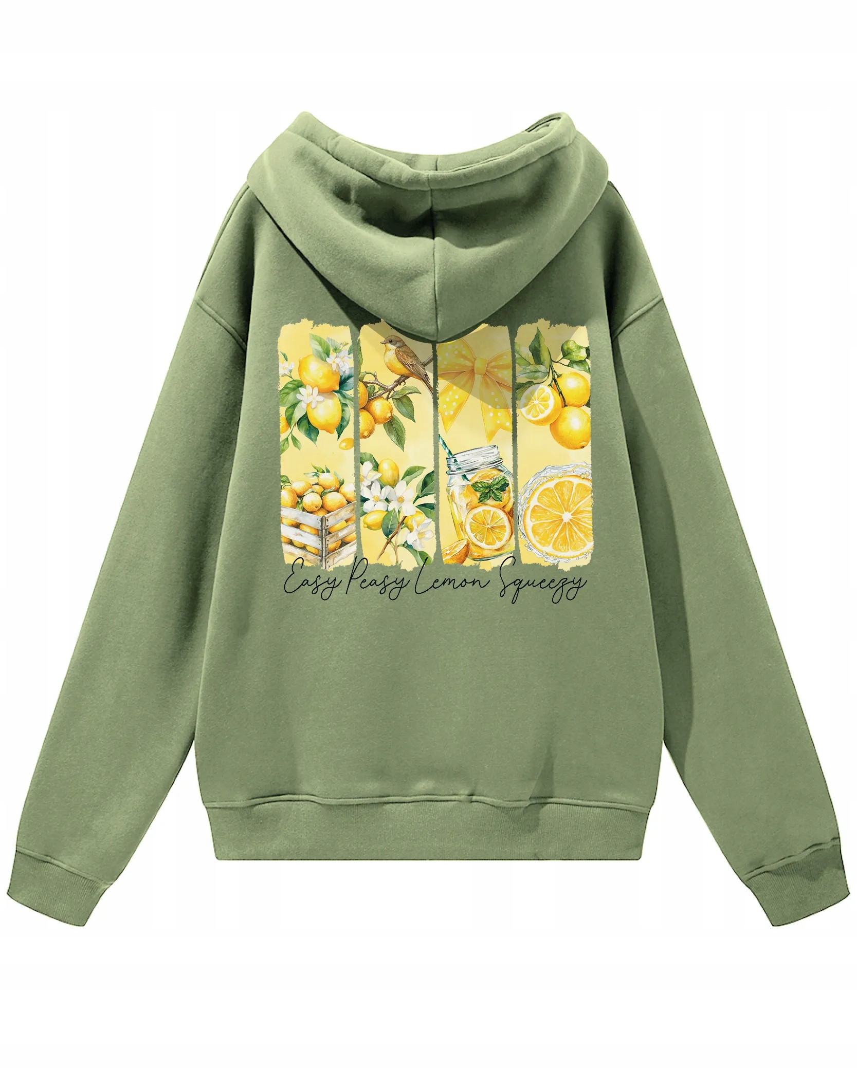 Oversize mikina Easy Peasy Lemon Squeezy s kapucí , Citron olivová, XXL