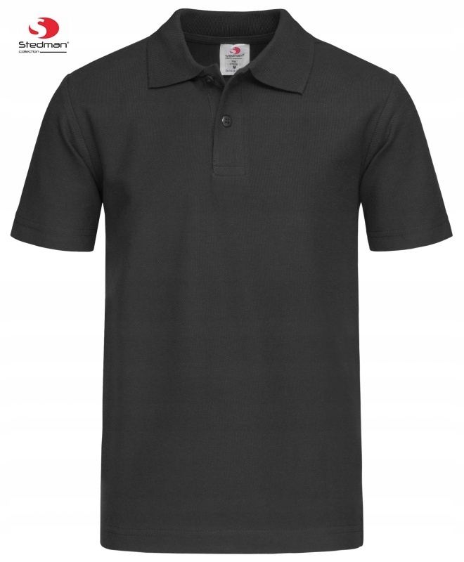 Dziecięca Koszulka POLO BAWEŁNA Wysoka Jakość STEDMAN 3200 CZARNA 116