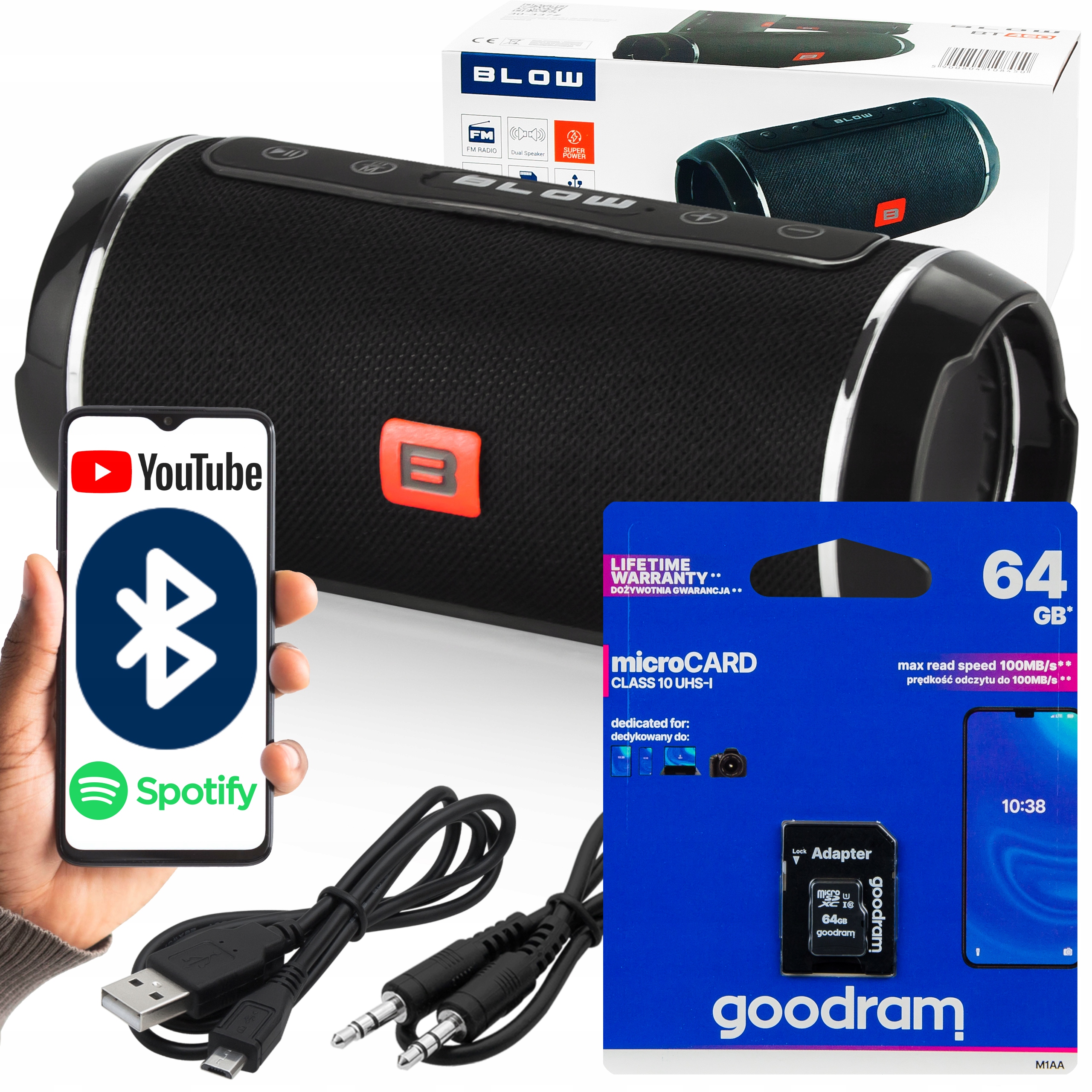 Bluetooth Reproduktor Usb Přenosný Bezdrátový Rádio Věž Boombox Sd Sada