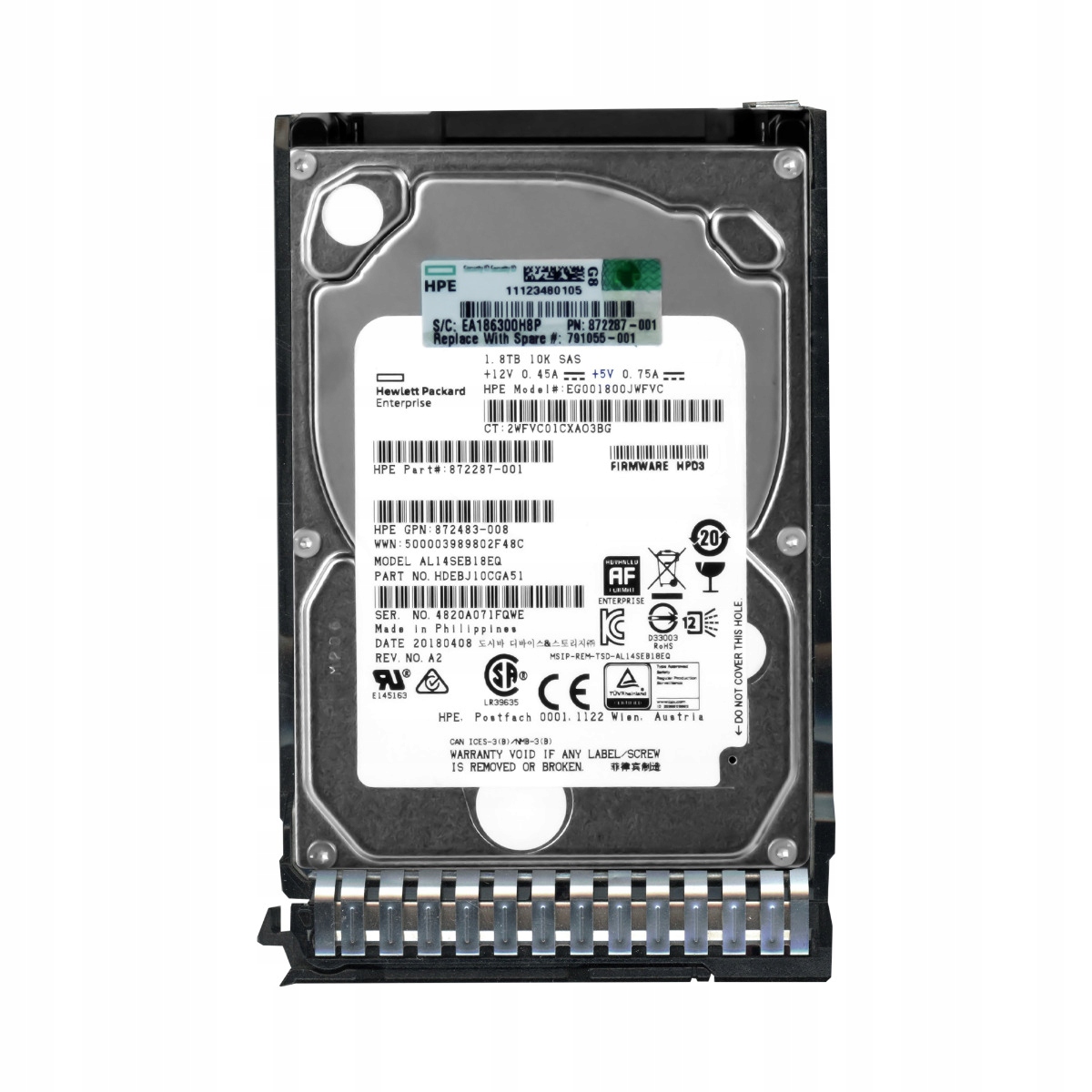 Hp 872287-001 1.8TB 10K 128MB SAS-3 2.5'' EG001800JWFVC