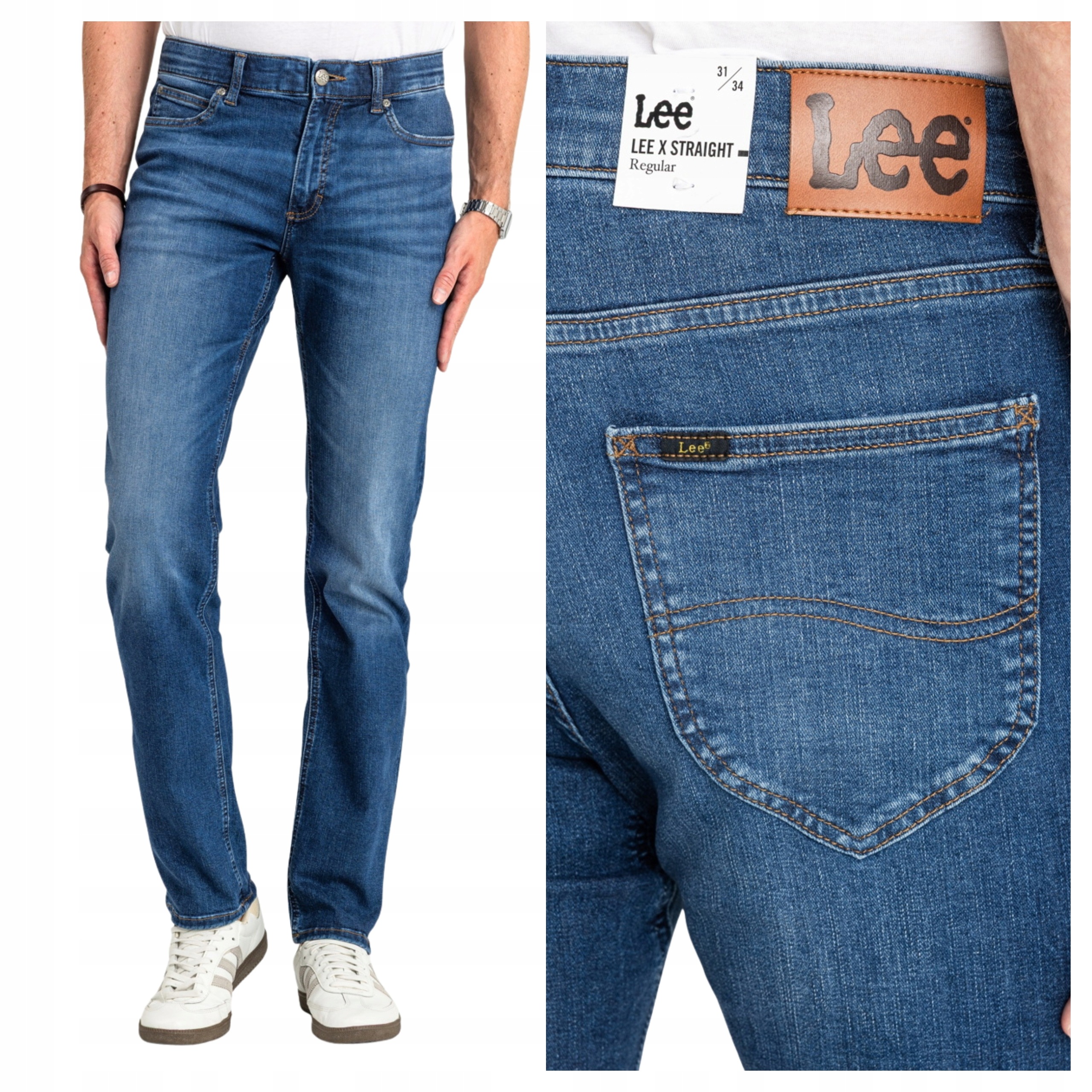 Pánské džínové kalhoty Lee X Straight Creek Modré W33 L32