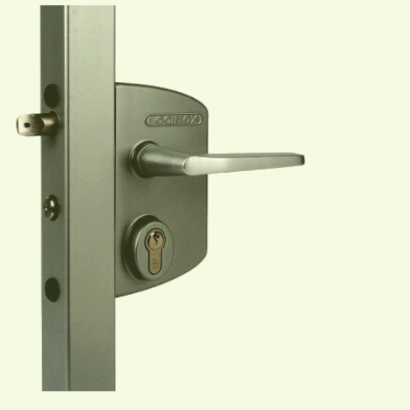 Priemyselný zámok na bránku 60-80 mm RAL7016 Locinox Alu kľučka Nerezová