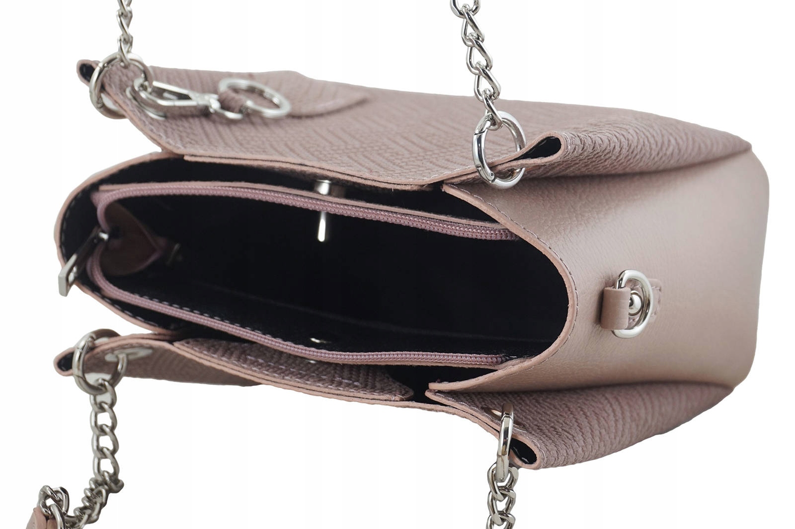 Torebka ze wzorem geometrycznym - Różowa pudrowa Wzór dominujący geometryczny