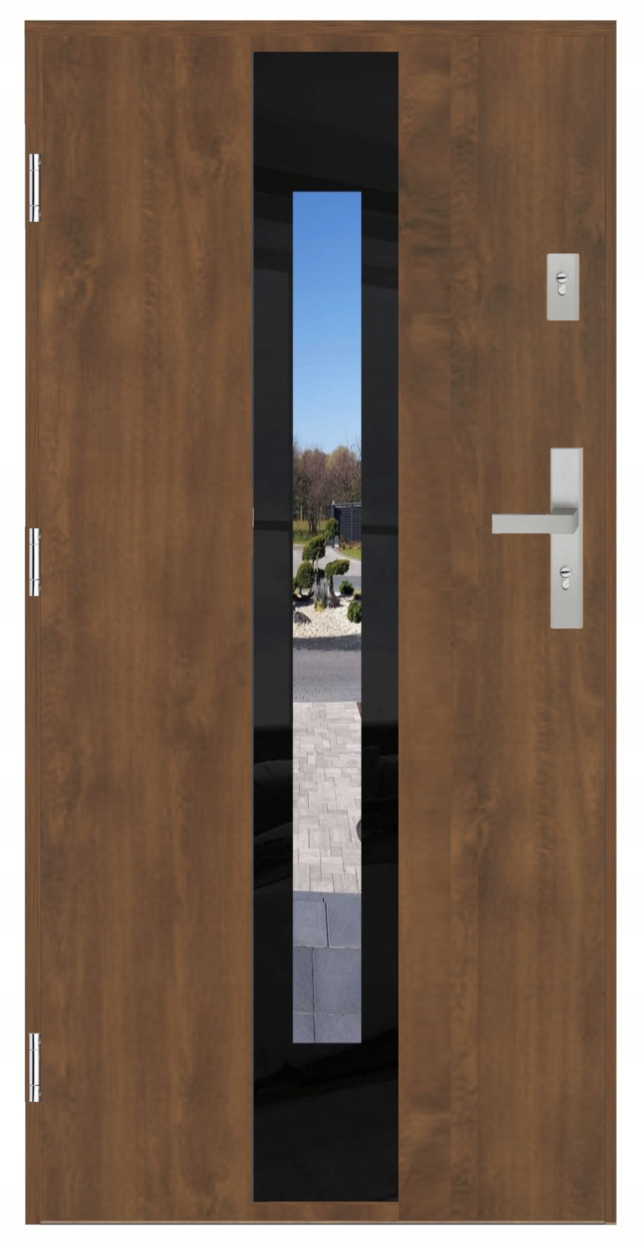 Drzwi wejściowe 72 mm SI-04CP GLASS PREMIUM BLACK ORZECH 90 LEWE