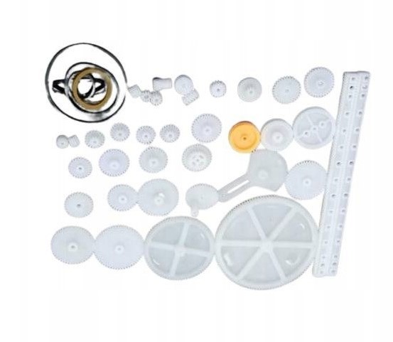 Zestaw 34 kół zębatych i zębatek z tworzywa