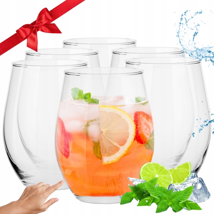 DUŻE SZKLANKI Premium Do Wina Drinków Napojów ZESTAW 6x624ml Szkło Długie