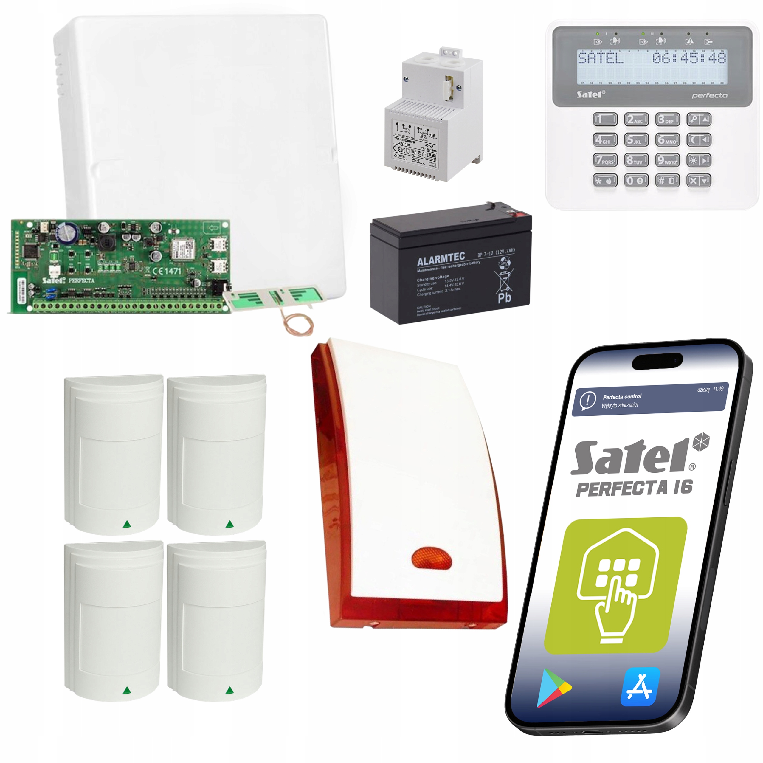 ПОЛНЫЙ СИГНАЛИЗАЦИИ SATEL PERFECTA 4 ИЗВЕЩАТЕЛЯ GSM SMS