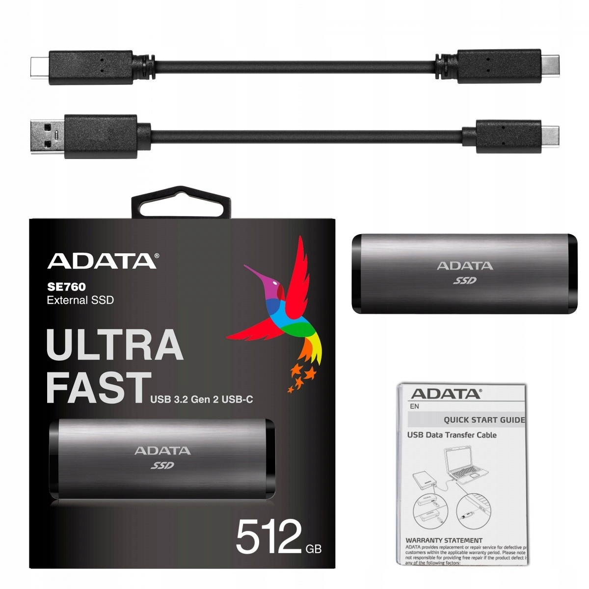 Dysk zewnętrzny SSD Adata SE760 512GB USB-C tytanowy Model SSD